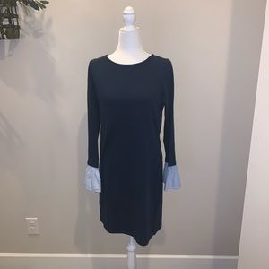 Seersucker flare sleeve dress